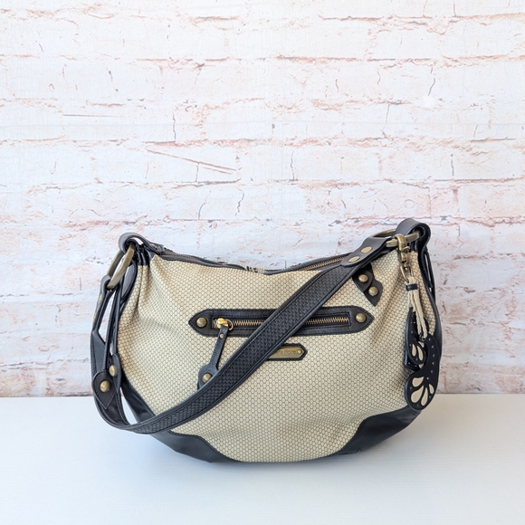 Isabella Fiore Black and Cream Shoulder Bag - Picture 4 of 14